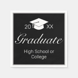 Guardanapo De Papel Festa de formatura branca negra minimalista modern
