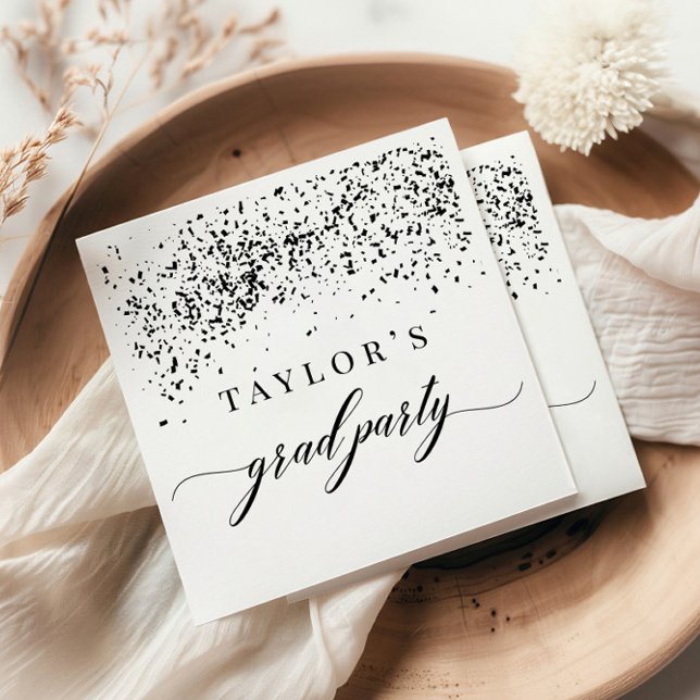 Guardanapo De Papel Festa de formatura Chic Black Confetti (Criador carregado)