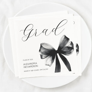 Guardanapo De Papel Festa de Formatura com Laço Simples Preto e Branco