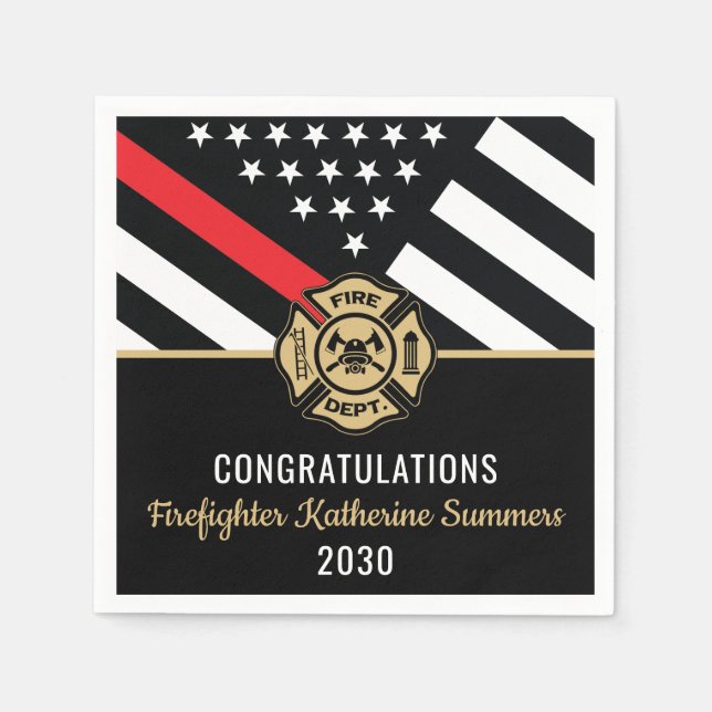 Guardanapo De Papel Festa de formatura de bombeiro Sinalizador fino de (Frente)
