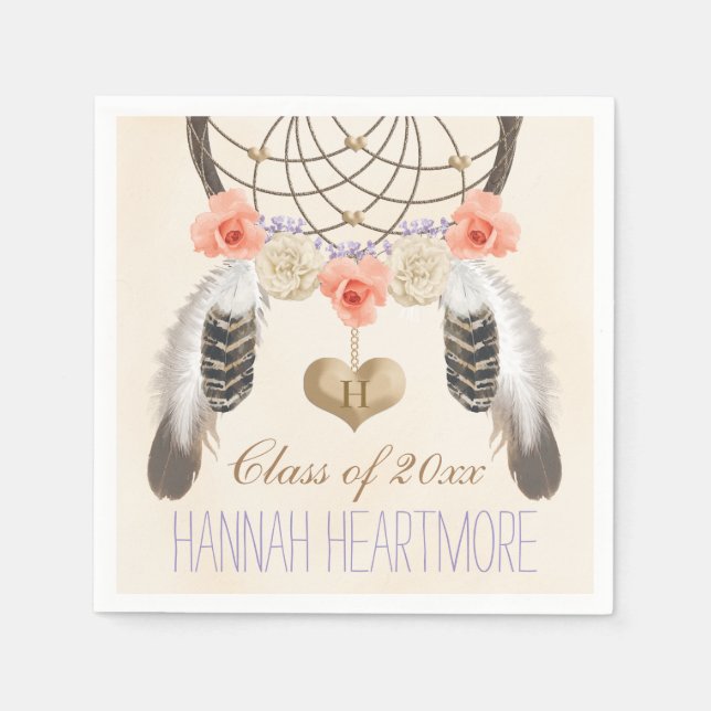 Guardanapo De Papel Festa de formatura de Captura de Sonho Monograma (Frente)