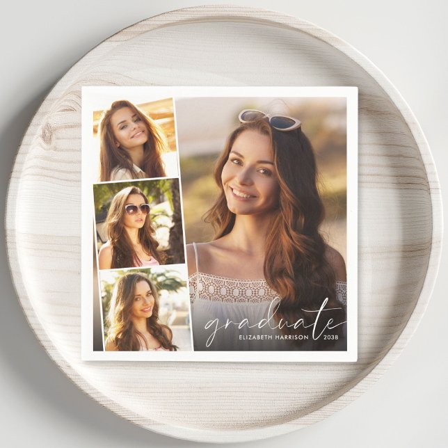 Guardanapo De Papel Festa de formatura de Colagem de Fotos Elegante 4 (Criador carregado)