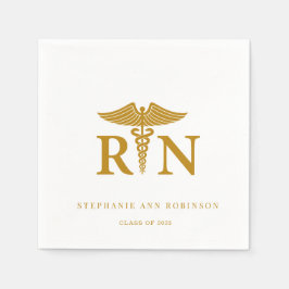 Guardanapo De Papel Festa de formatura de Enfermeiro Dourado Script 20