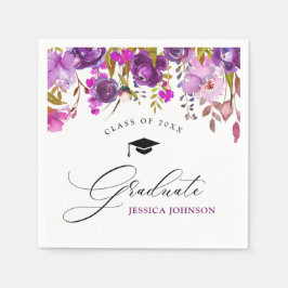 Guardanapo De Papel Festa de formatura de Estilo Floral Moderno Violet