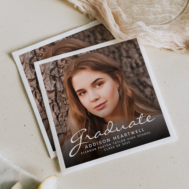 Guardanapo De Papel festa de formatura de Fotografias do Script Branco (Criador carregado)