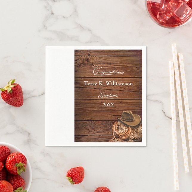 Guardanapo De Papel Festa de formatura de Laço e Chapéu Ocidental (Criador carregado)