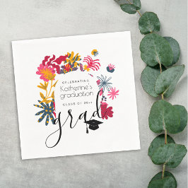 Guardanapo De Papel Festa de formatura Floral do Arco Branco Moderno B