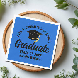 Guardanapo De Papel Festa de Formatura Personalizada Azul Preto Gradua