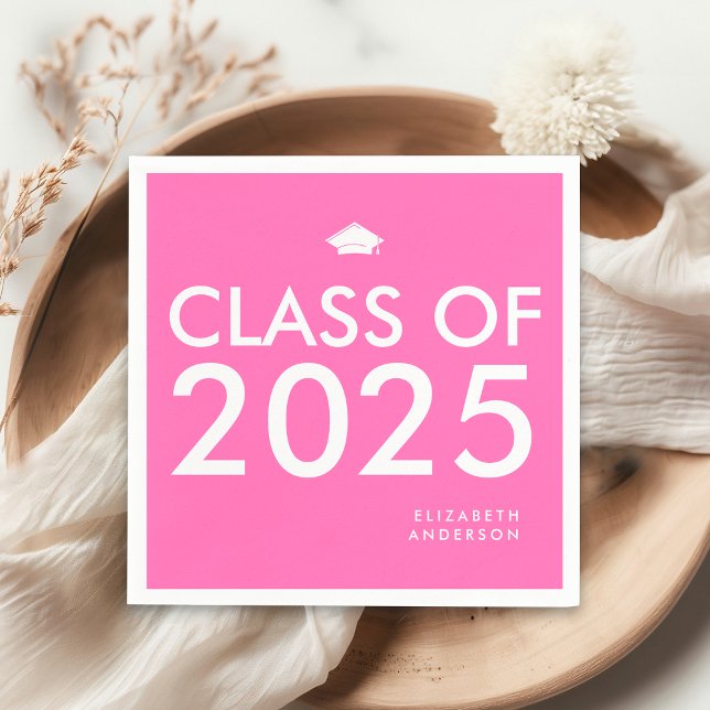 Guardanapo De Papel Festa de formatura Personalizada Rosa Quente Moder (Criador carregado)