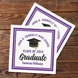 Guardanapo De Papel Festa de Formatura Roxa Branca Personalizada 2026