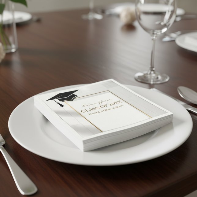 Guardanapo De Papel Festa de Formatura Sofisticada em Dourado e Preto (Criador carregado)