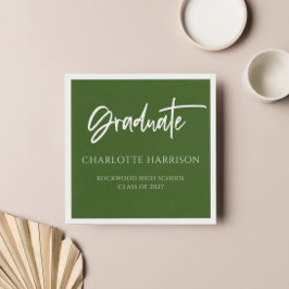 Guardanapo De Papel Festa de formatura Verde de Script Manuscrito