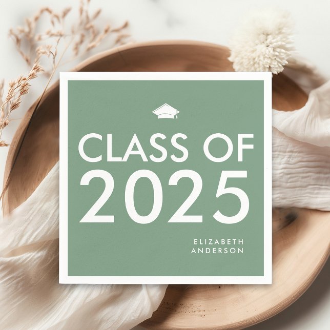 Guardanapo De Papel Festa de formatura Verde Moderna Sage (Criador carregado)