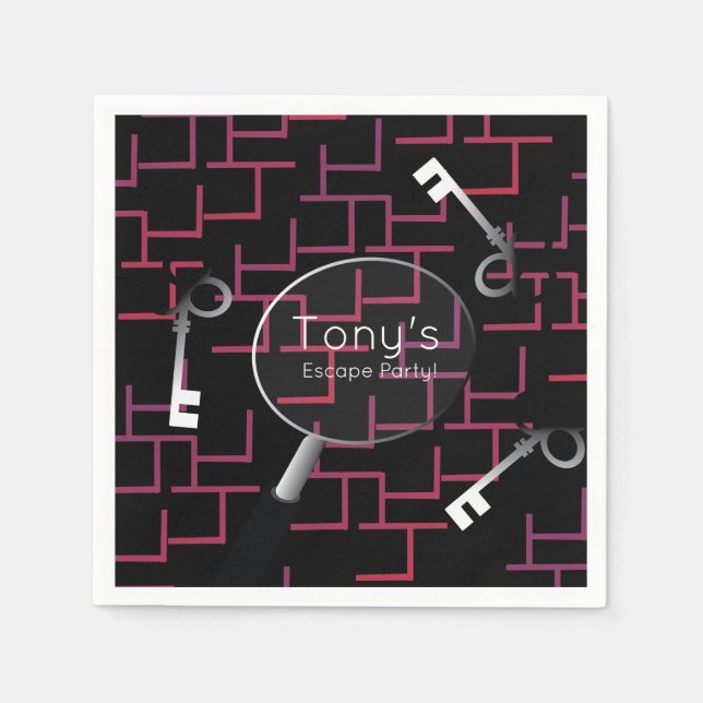 Guardanapo De Papel Festa de Fuga Maze Keys Fornece Napkins (Frente)