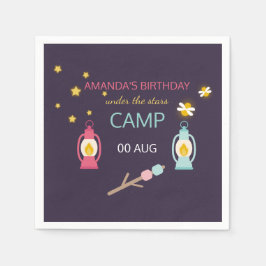 Guardanapo De Papel Festa de Glamping para Meninas personalizada