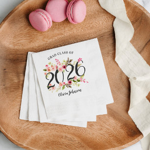 Guardanapo De Papel Festa de Graduação da Turma de 2026 com Floral de