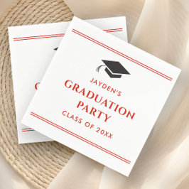 Guardanapo De Papel Festa de Graduação Esportiva Vermelha Simples