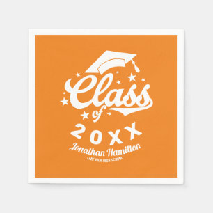 Guardanapo De Papel Festa de Graduação Laranja da Turma de 2021