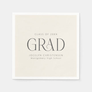 Guardanapo De Papel Festa de Graduação Minimalista Personalizada Cinza