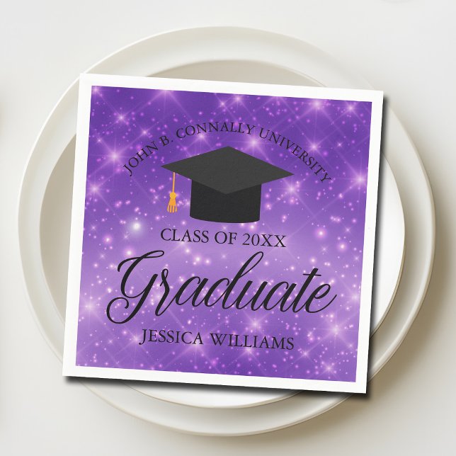 Guardanapo De Papel Festa de Graduação Personalizada com Brilho Roxo p (Criador carregado)