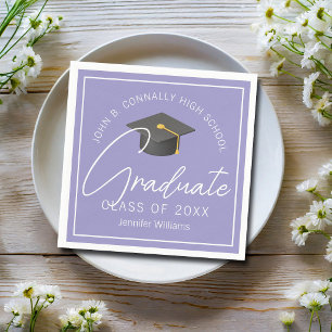 Guardanapo De Papel Festa de Graduação Personalizada Lavanda Elegante
