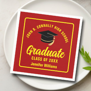 Guardanapo De Papel Festa de Graduação Personalizada Vermelho Amarelo