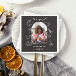 Guardanapo De Papel Festa de Gradução com Arco Preto Chic Desenhado à 