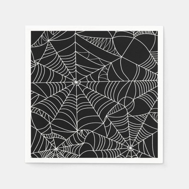 Guardanapo De Papel Festa de Halloween Black & White Spiderwebs (Frente)