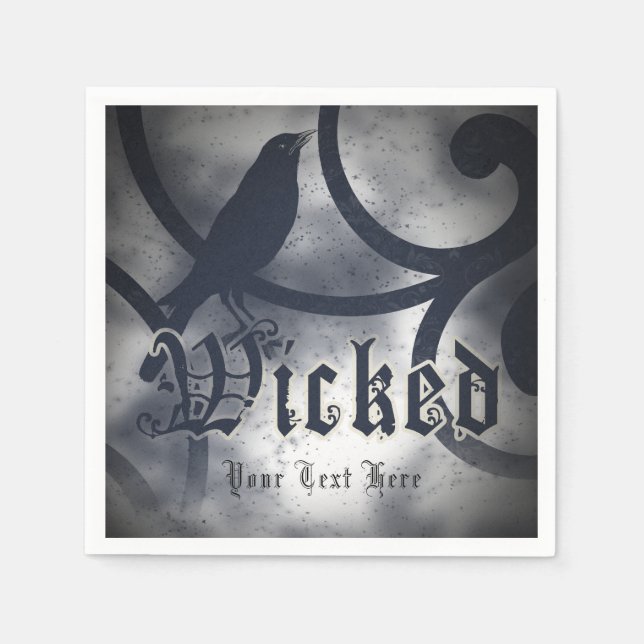 Guardanapo De Papel Festa de Halloween Malvada Fato de Corvo Preto (Frente)