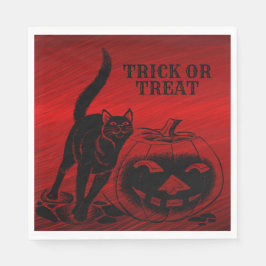 Guardanapo De Papel Festa de Halloween Mau Black Cat Pumpkin Red Scary
