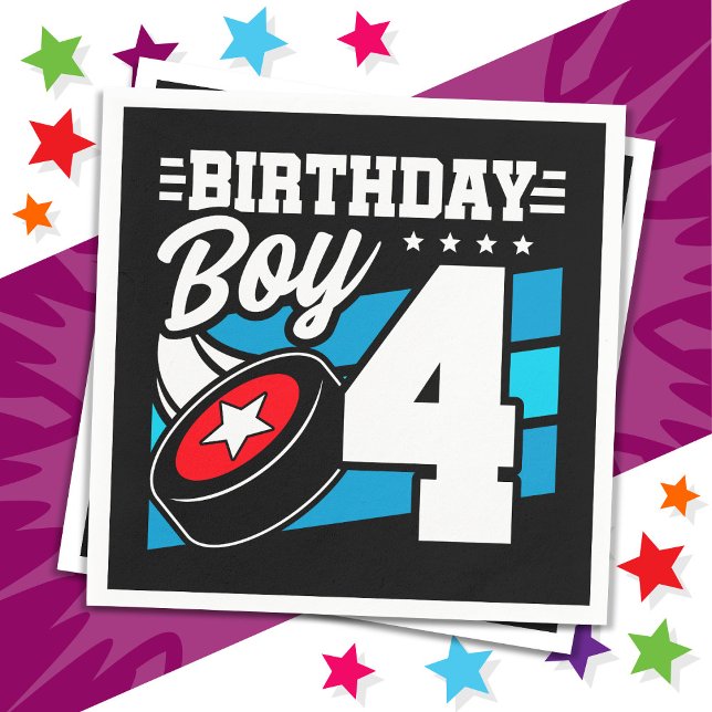 Guardanapo De Papel Festa de Hóquei de 4 anos Tema de 4 aniversários (Criador carregado)