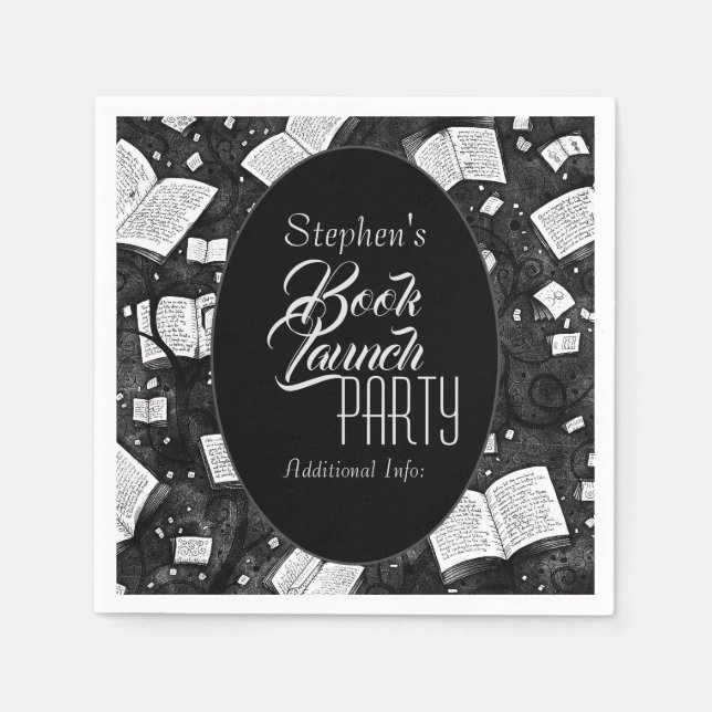 Guardanapo De Papel Festa de Lançamento do Livro Branco e Negro (Frente)