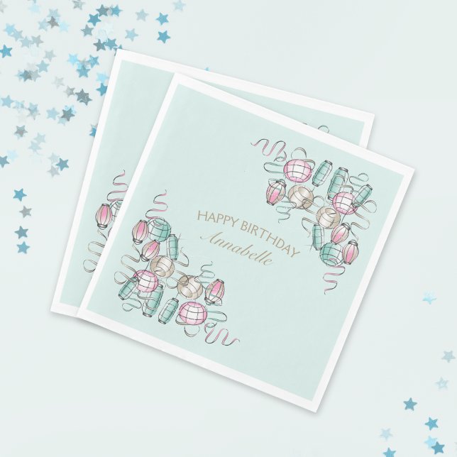 Guardanapo De Papel Festa de Lanterna Chinesa e Fita Napkins (Party Napkin. Lanterns & Ribbons.)