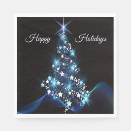 Guardanapo De Papel Festa de Natal Árvore Azul Brilhante Preto Elegant