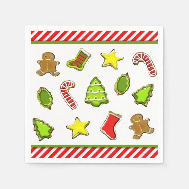 Guardanapo De Papel Festa de Natal com Biscoitos de Natal (Frente)