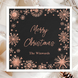 Guardanapo De Papel Festa de Natal com Flocos de Neve Dourados rosa