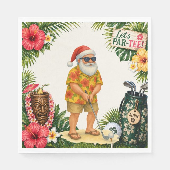 Guardanapo De Papel Festa de Natal com tema de Golfe no Havaí (Frente)