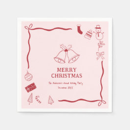 Guardanapo De Papel Festa de Natal Coquette Vermelha Desenhada à Mão