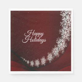 Guardanapo De Papel Festa de Natal Crystal Snowflakes Red Rustic