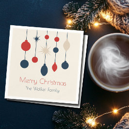 Guardanapo De Papel Festa de Natal de Ornamentos Vermelhos Retro