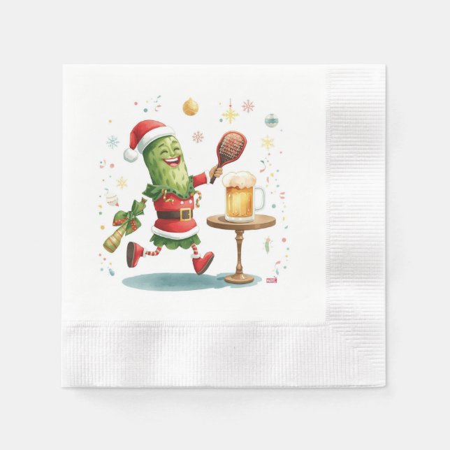 Guardanapo De Papel Festa de Natal de Pickleball com Cerveja (Frente)