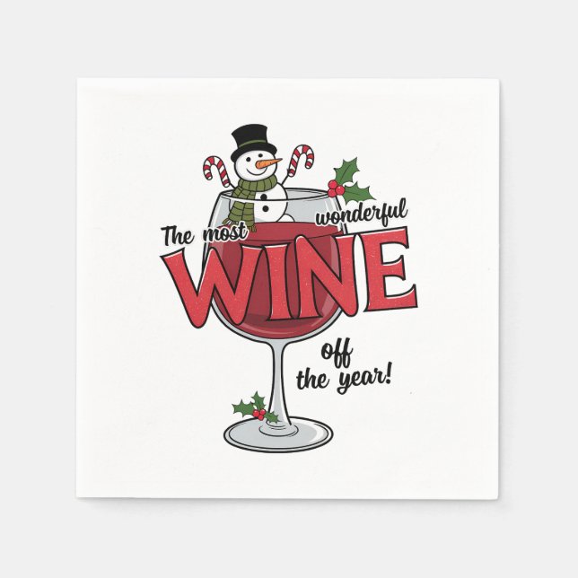 Guardanapo De Papel Festa de Natal de vinho bebendo engraçado (Frente)