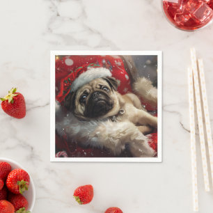 Guardanapo De Papel Festa de Natal do Cão Pug