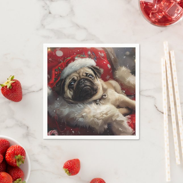 Guardanapo De Papel Festa de Natal do Cão Pug (Insitu)