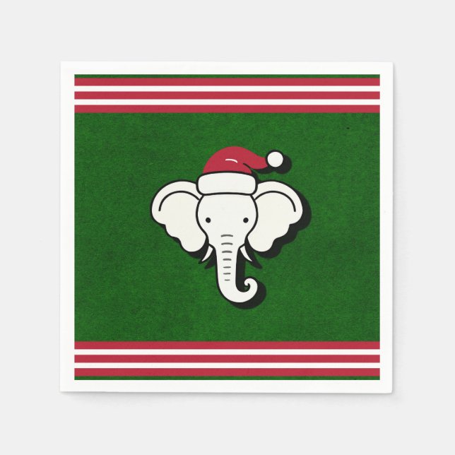 Guardanapo De Papel Festa de Natal do Elefante Branco Vermelho e Verde (Frente)