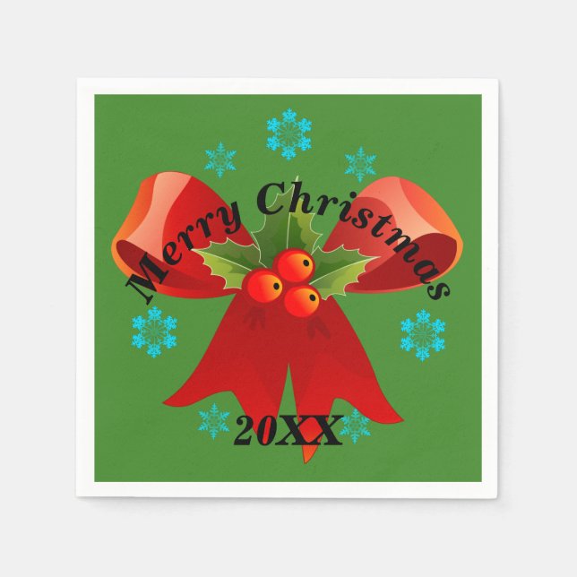 Guardanapo De Papel Festa de Natal (Fita de Natal Vermelha) (Frente)