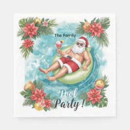 Guardanapo De Papel Festa de Natal na Piscina com Papai Noel
