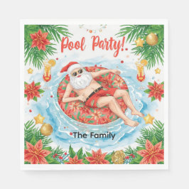 Guardanapo De Papel Festa de Natal na Piscina com Papai Noel