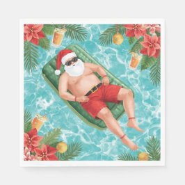 Guardanapo De Papel Festa de Natal na Piscina com Papai Noel
