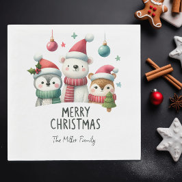 Guardanapo De Papel Festa de Natal Personalizada - Animais da Floresta